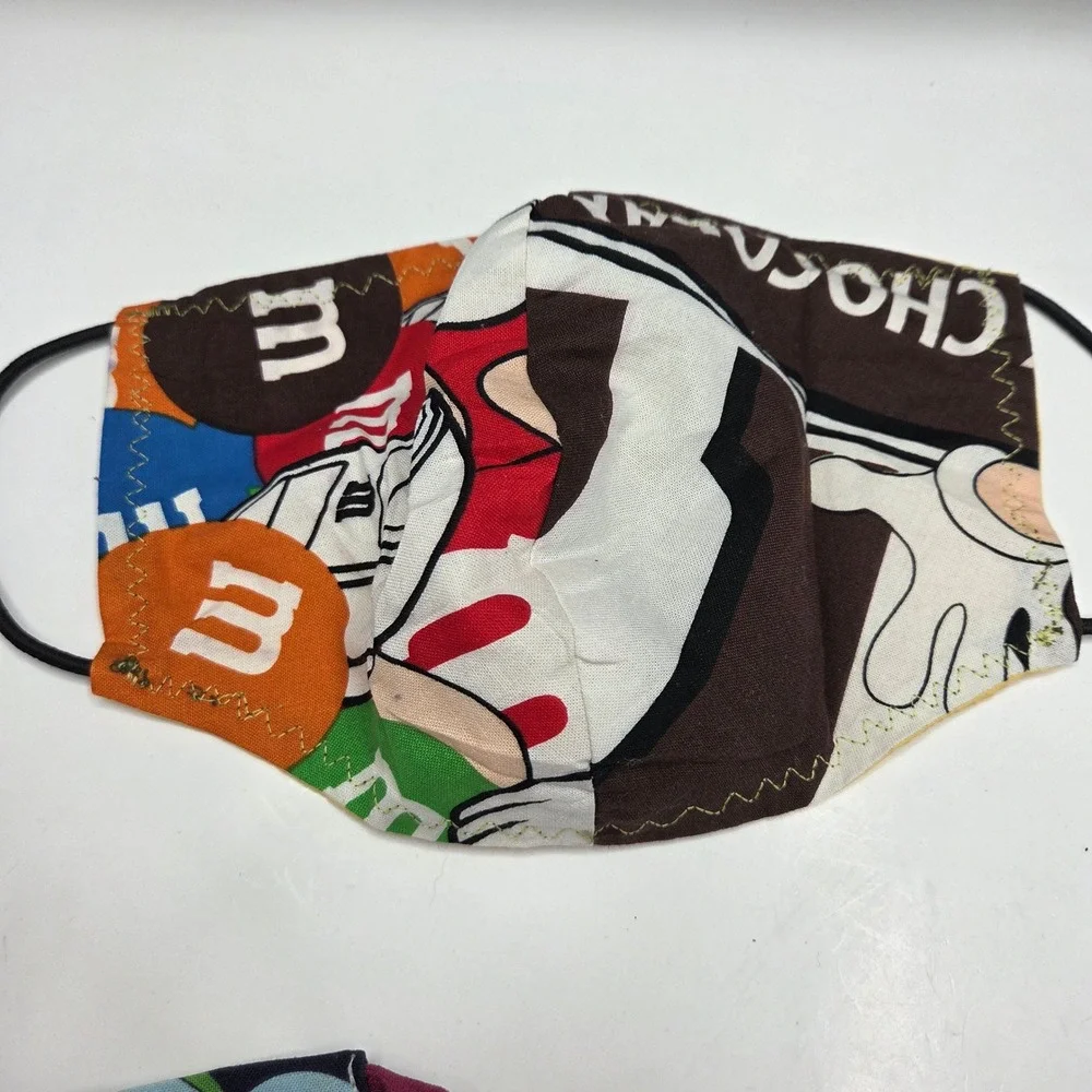 Unbranded Face Mask Lot 3pc M&Ms Floral Bear Snout OS Multi Reusable Cloth